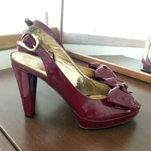 Coach dark red patent leather slingbacks size 6